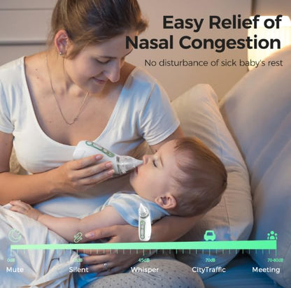Aspirador Nasal Eléctrico Momcozy para Bebé – 3 Niveles de Succión, Luz y Música Calmante, Recargable y Portátil, con Estuche de Viaje