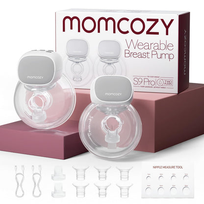 Extractor portátil Momcozy Momcozy S9 Pro de 24mm, incluye bridas 21/19/17, batería de larga duración, capacidad 177ml, color gris, doble copa
