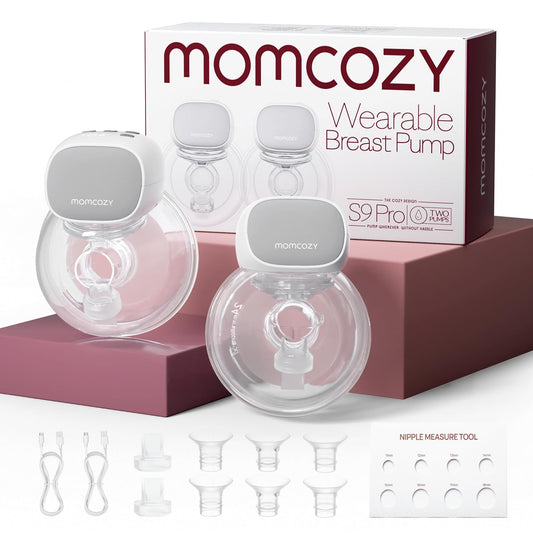 Extractor portátil Momcozy Momcozy S9 Pro de 24mm, incluye bridas 21/19/17, batería de larga duración, capacidad 177ml, color gris, doble copa