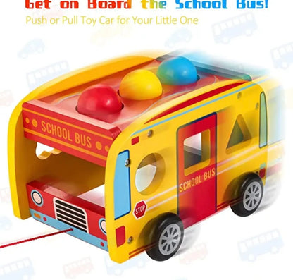 Bravmate juego de autobús escolar de madera con xilófono deslizable