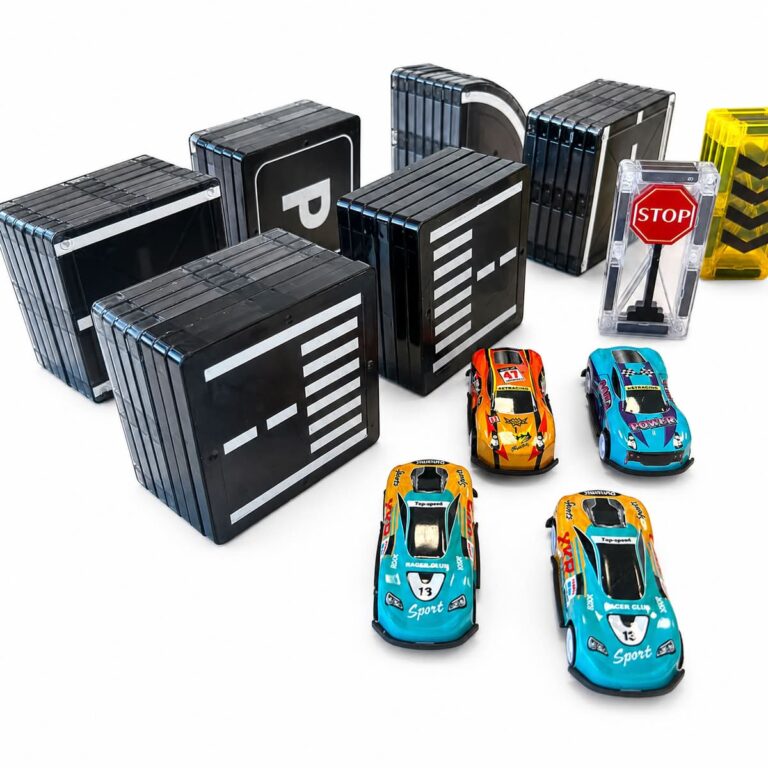 Carretera de azulejos magnéticos con carritos