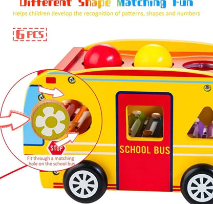 Bravmate juego de autobús escolar de madera con xilófono deslizable