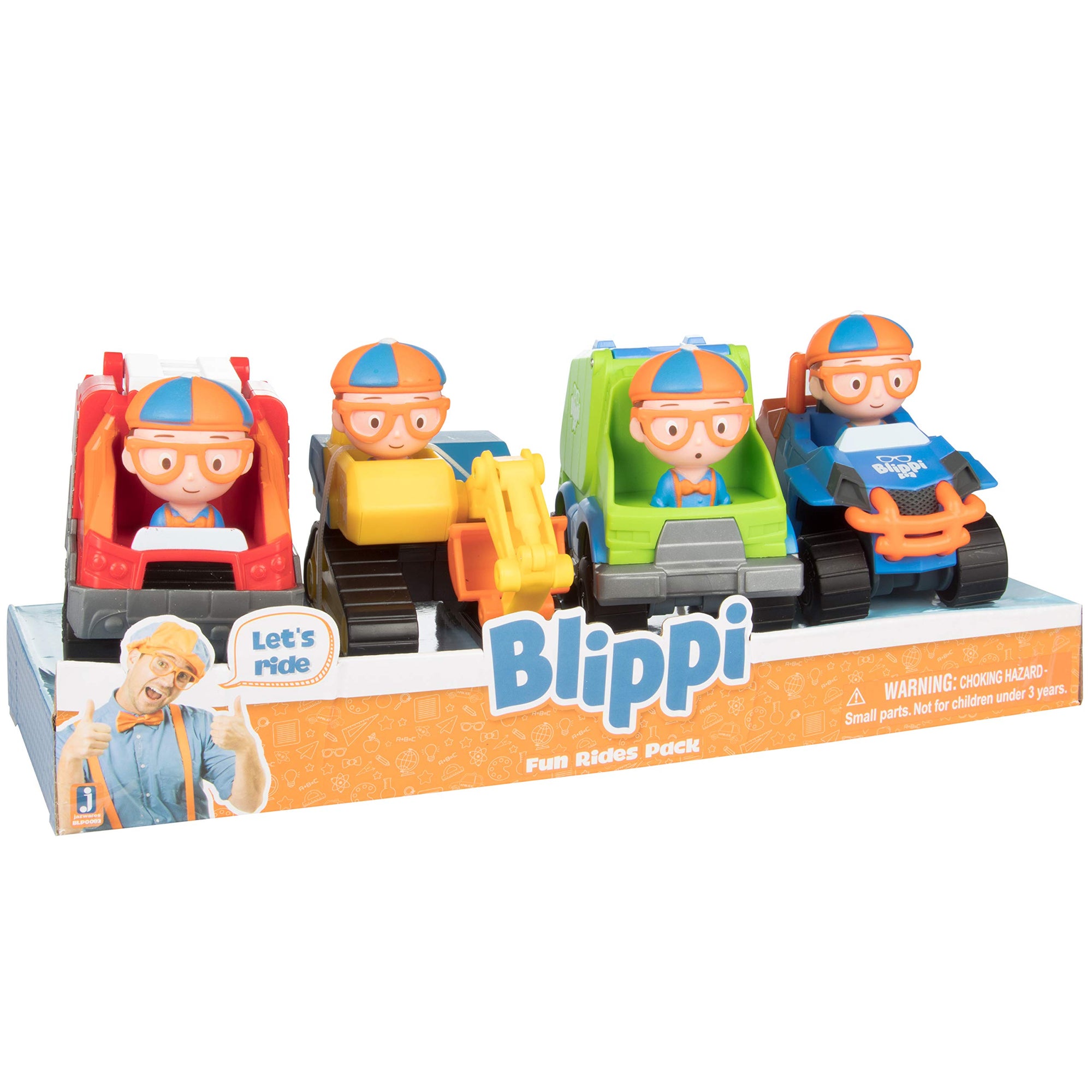 Blippi Vehículos de construcción de 3 pulgadas, paquete de 4