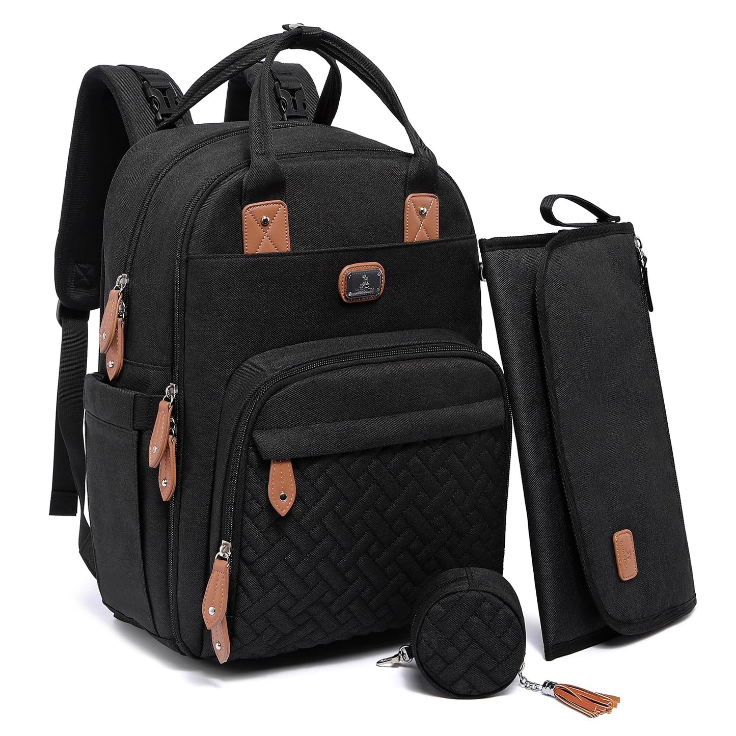 Dikaslon Mochila para pañales con cambiador portátil, funda para chupete