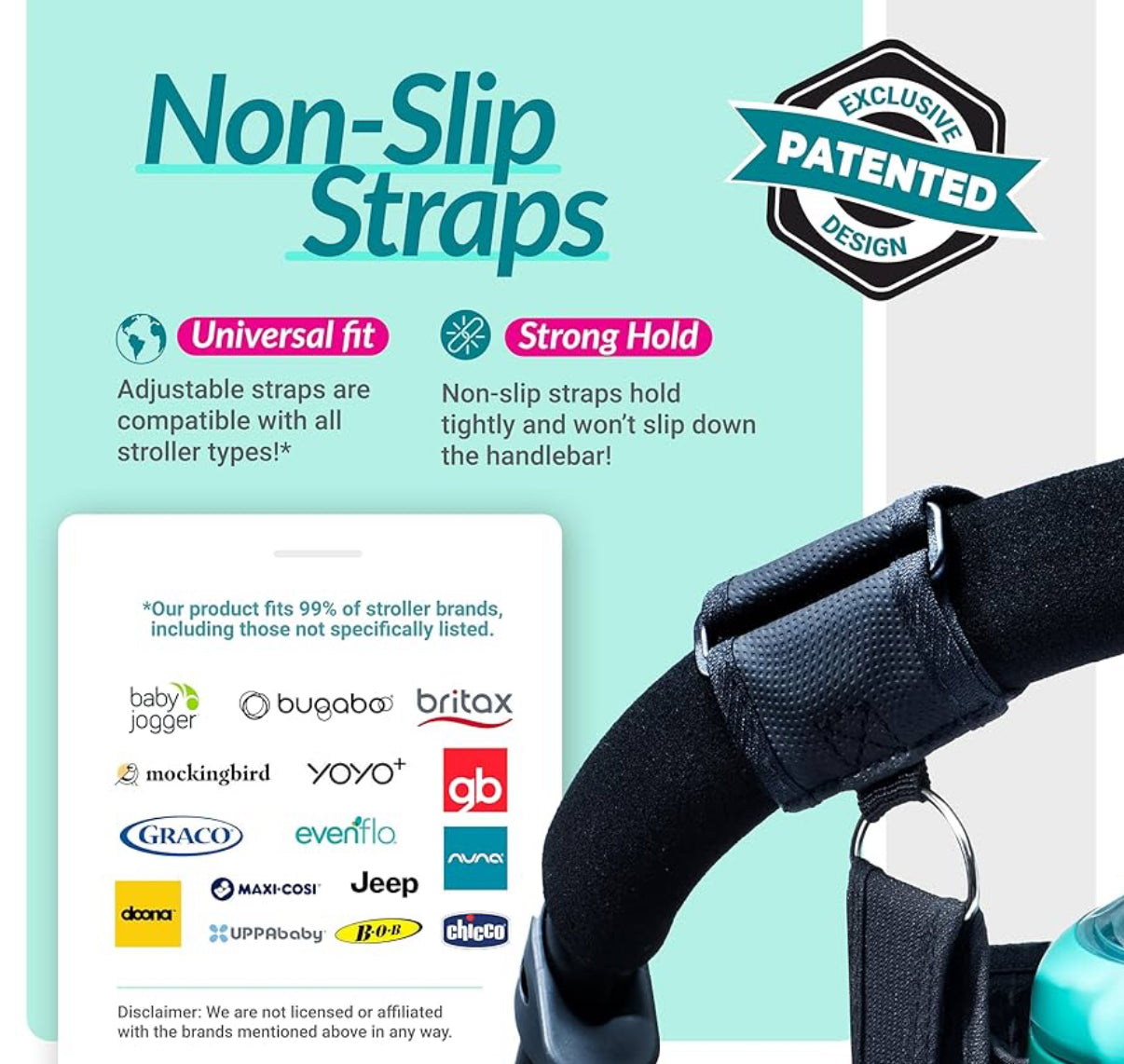 Swanoo Organizador de cochecito con soporte para tazas