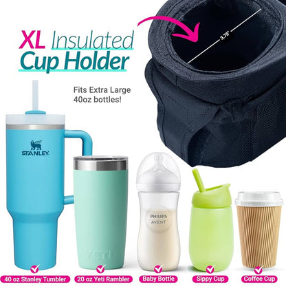 Swanoo Organizador de cochecito con soporte para tazas