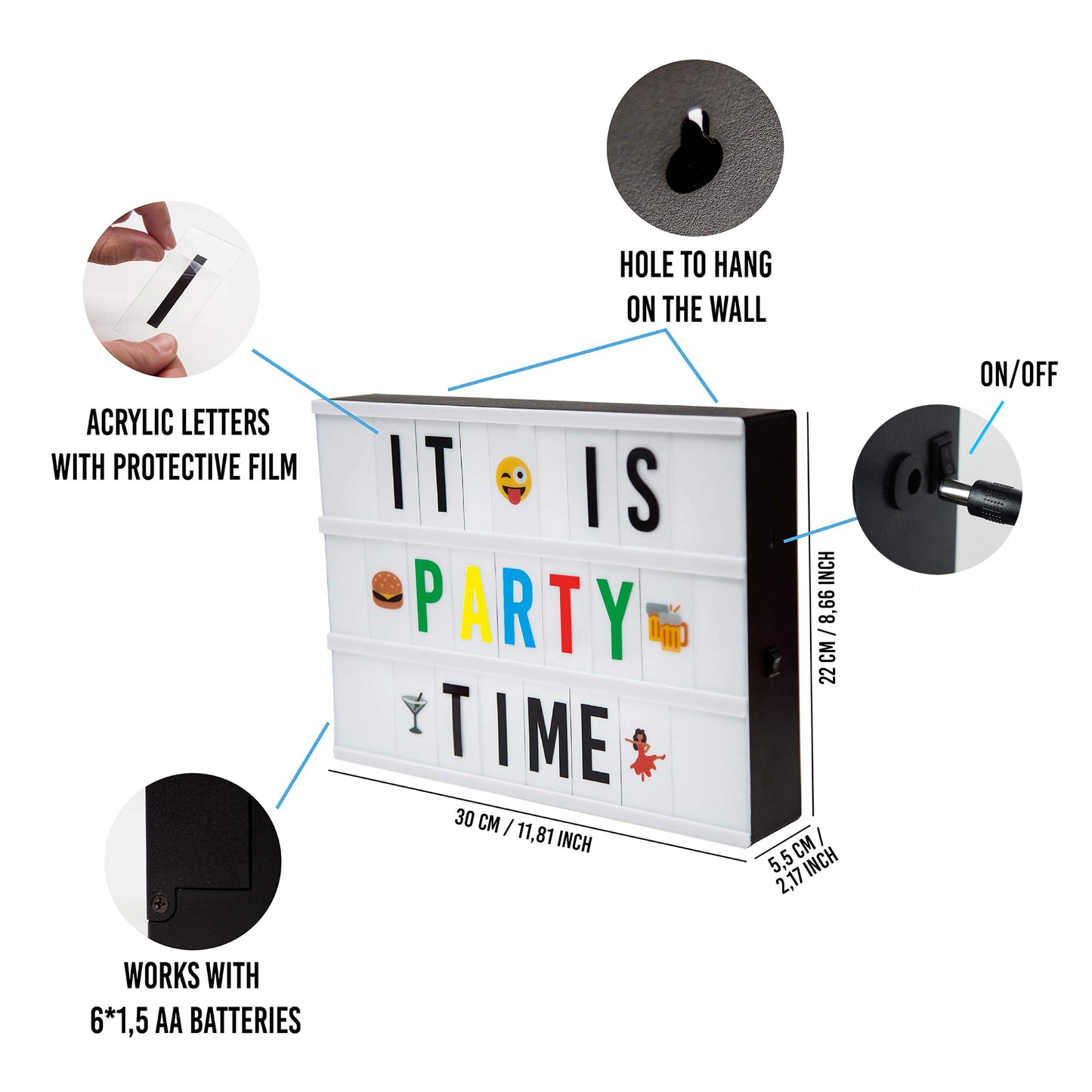 Caja de luz con letras Bonnyco