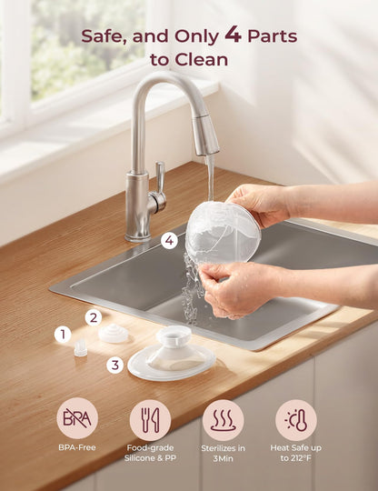 Extractor portátil Momcozy M5 de 24mm, incluye bridas 21/19/17, batería de larga duración, capacidad 160ml, color gris, doble copa