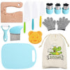 Juego de 14 cuchillos de cocina de madera para niños, incluye guantes