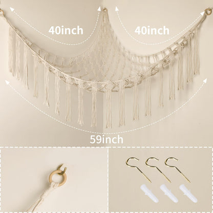 Hamaca esquinera de animales de peluche, hamaca grande tejida a mano con anillos de madera