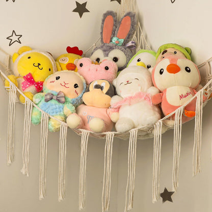 Hamaca esquinera de animales de peluche, hamaca grande tejida a mano con anillos de madera