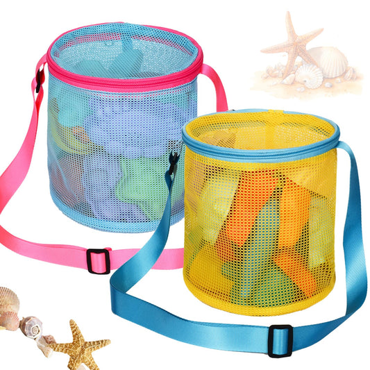 MUYIZI Bolsa de playa de malla para coleccionar conchas, 2 unidades