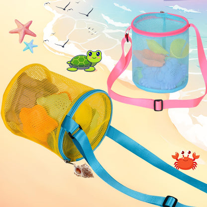 MUYIZI Bolsa de playa de malla para coleccionar conchas, 2 unidades