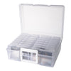 Caja de almacenamiento de fotos transparente de plástico con asa, 16 fundas interiores de 4 x 6 pulgadas