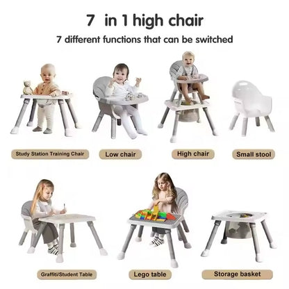 Silla Alta Multifuncional 7 en 1 para Bebés y Niños