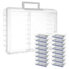 Caja de almacenamiento de fotos transparente de plástico con asa, 16 fundas interiores de 4 x 6 pulgadas