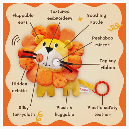 Funstuff Roary The Lion Juguete Crujiente para Bebé - Juguetes Sensoriales para Tiempo Boca Abajo