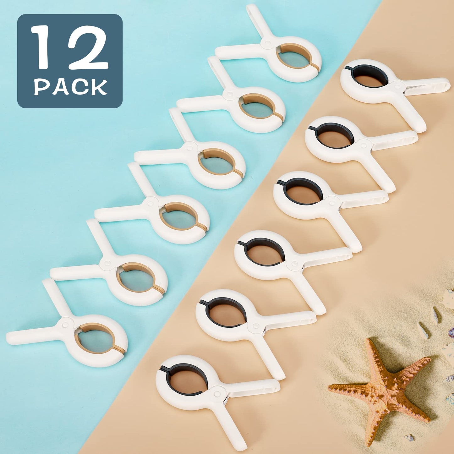 Paquete de 12 clips para toallas de playa