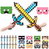 Paquete de 12 espadas inflables y máscaras, temática Minecraft