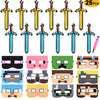 Paquete de 12 espadas inflables y máscaras, temática Minecraft