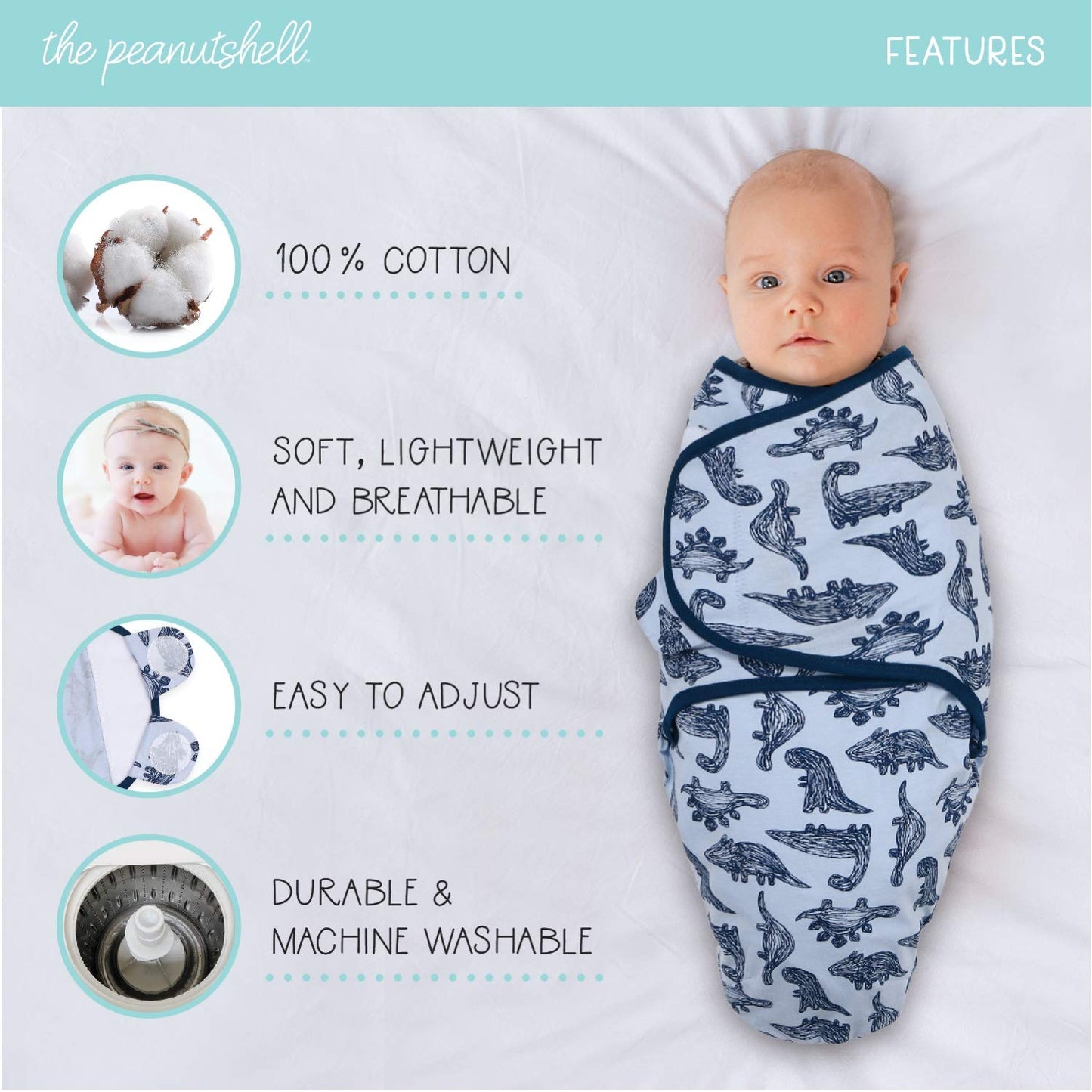 The Peanutshell Juego de 3 mantas para bebé, 3-6 meses
