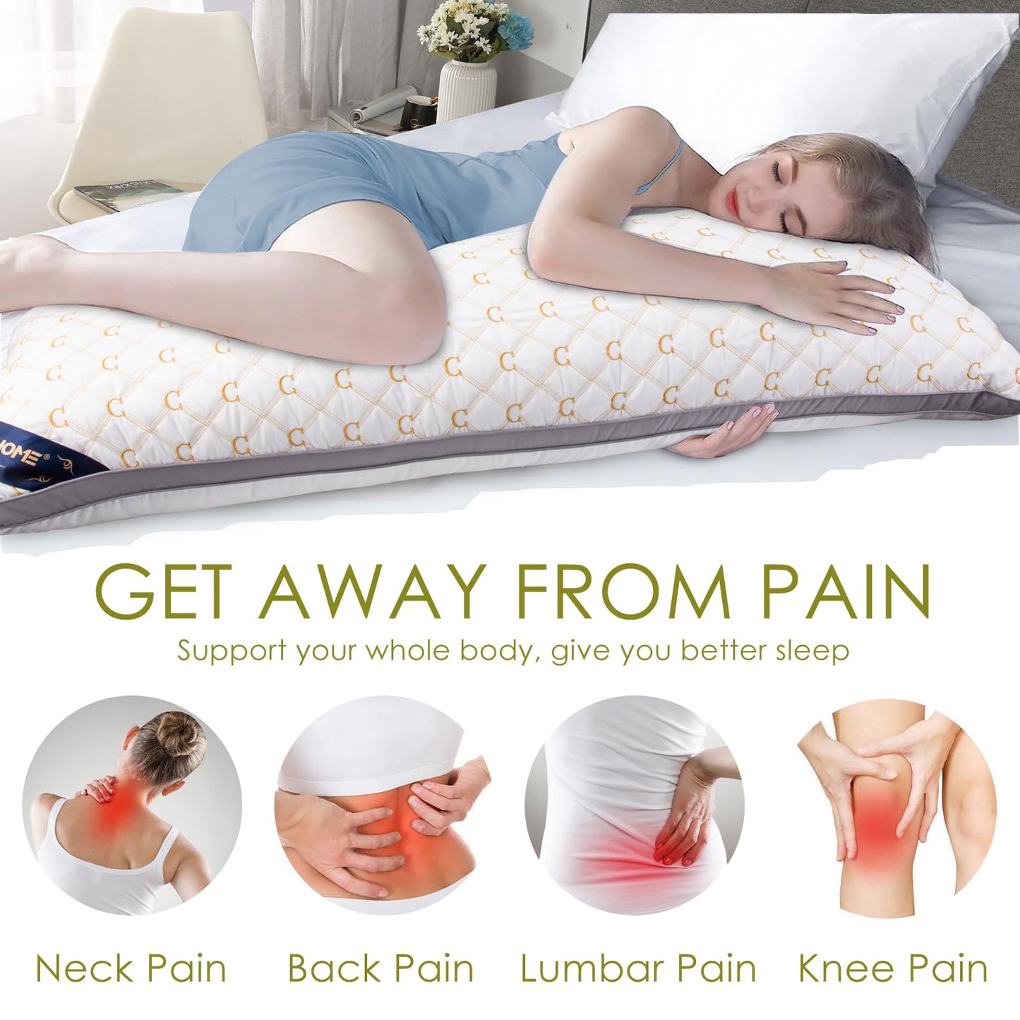 Almohadas Chilling Home para adultos con funda de seda lavable y extraíble