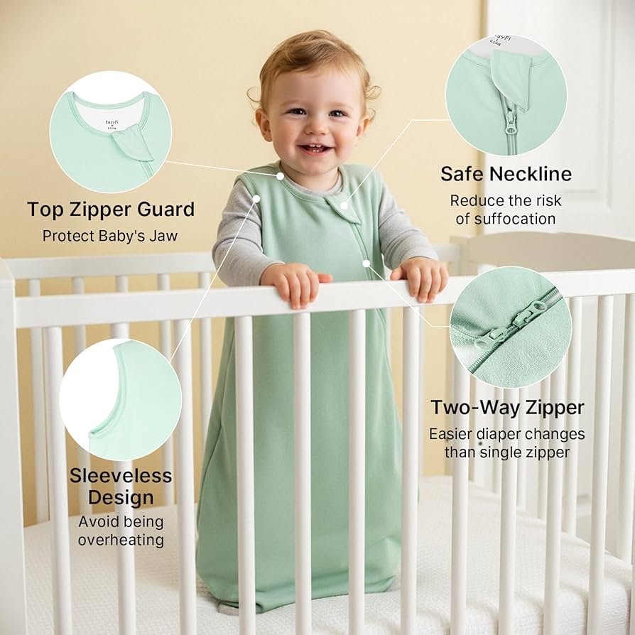Easyfi - Saco de dormir súper suave de rayón hecho de bambú de 0-6 meses, 1.0 TOG (Copia)