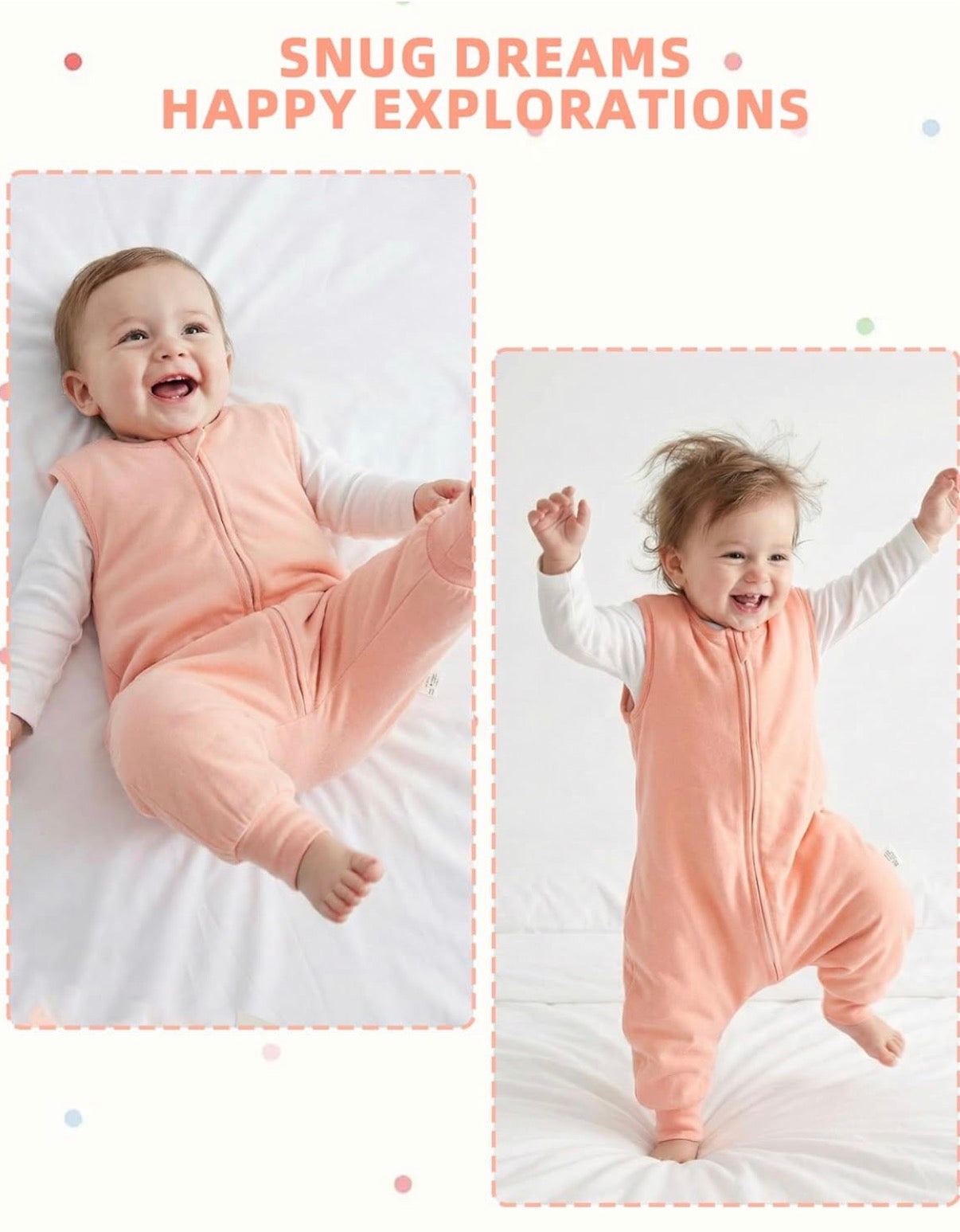 WYTbaby Paquete de 2 sacos de dormir con piernas, puños plegables, manta de algodón 1.5 1.0 TOG 2-3 años