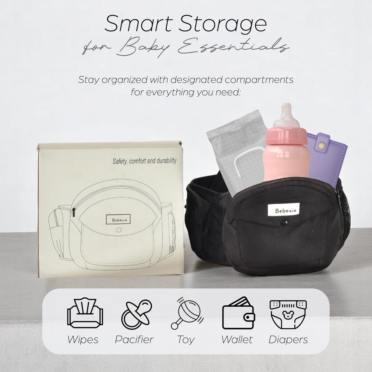 Portabebés con asiento de cadera: con soporte lumbar y para la espalda
