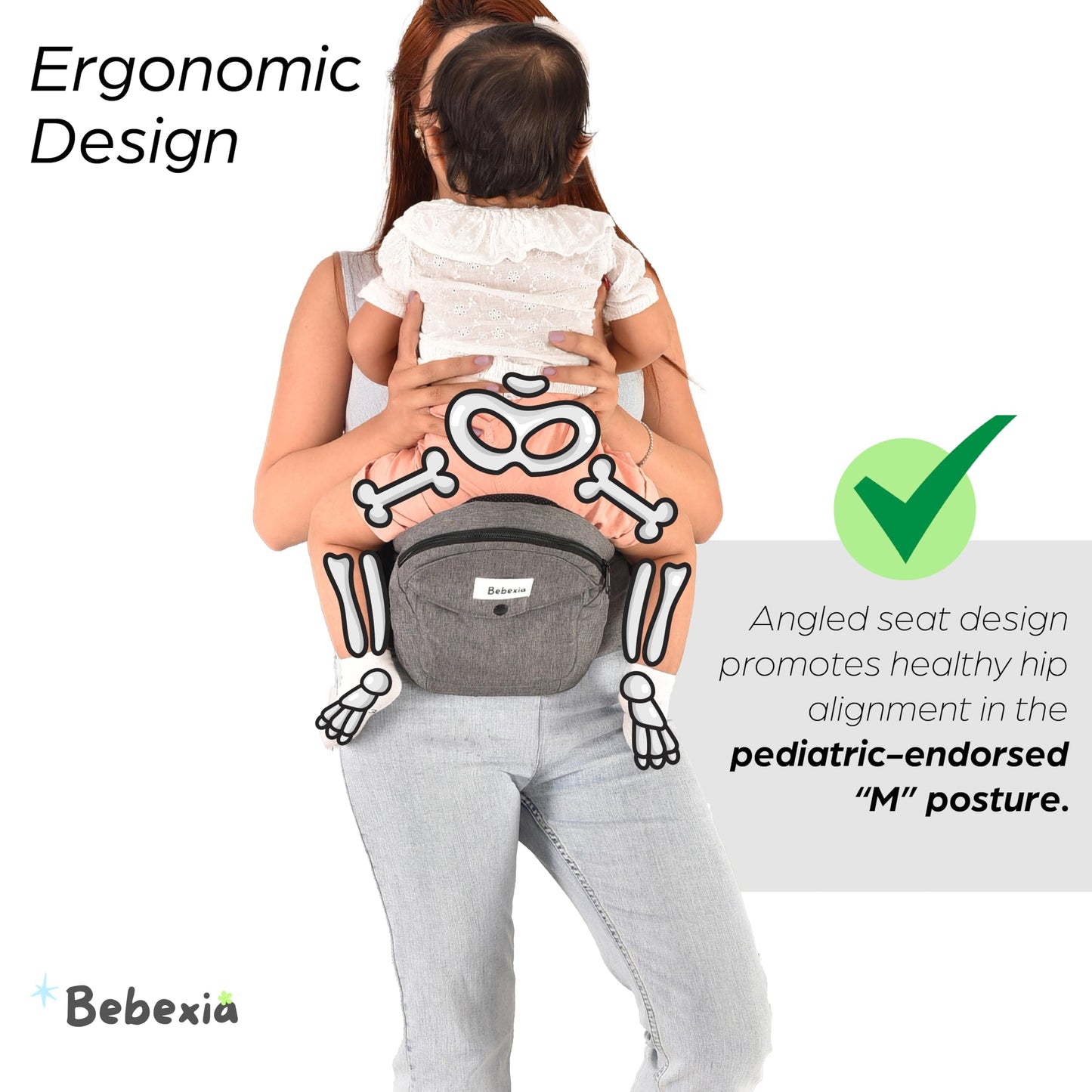 Portabebés con asiento de cadera: con soporte lumbar y para la espalda