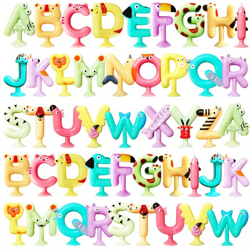 Letras del alfabeto del baño de succión, 26 letras de ventosa