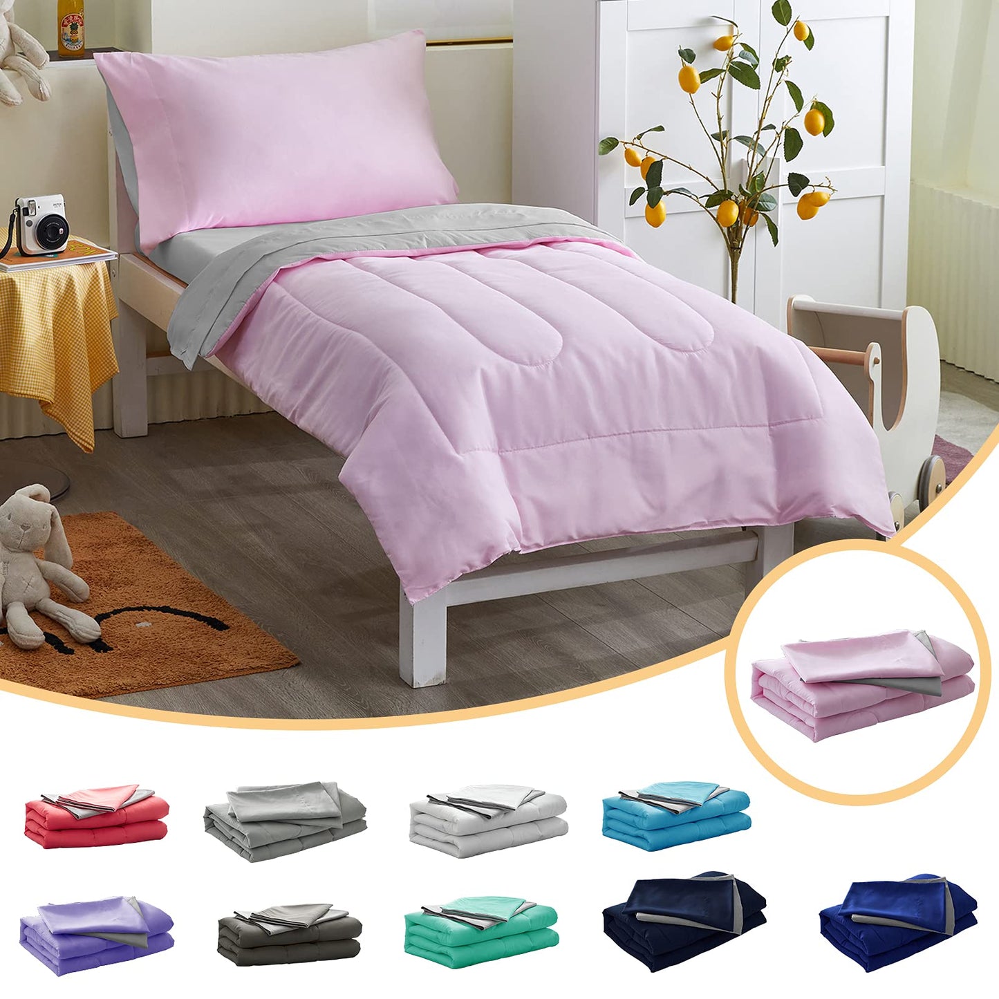 Juego de ropa de cama de 4 piezas para colchón tamaño cuna