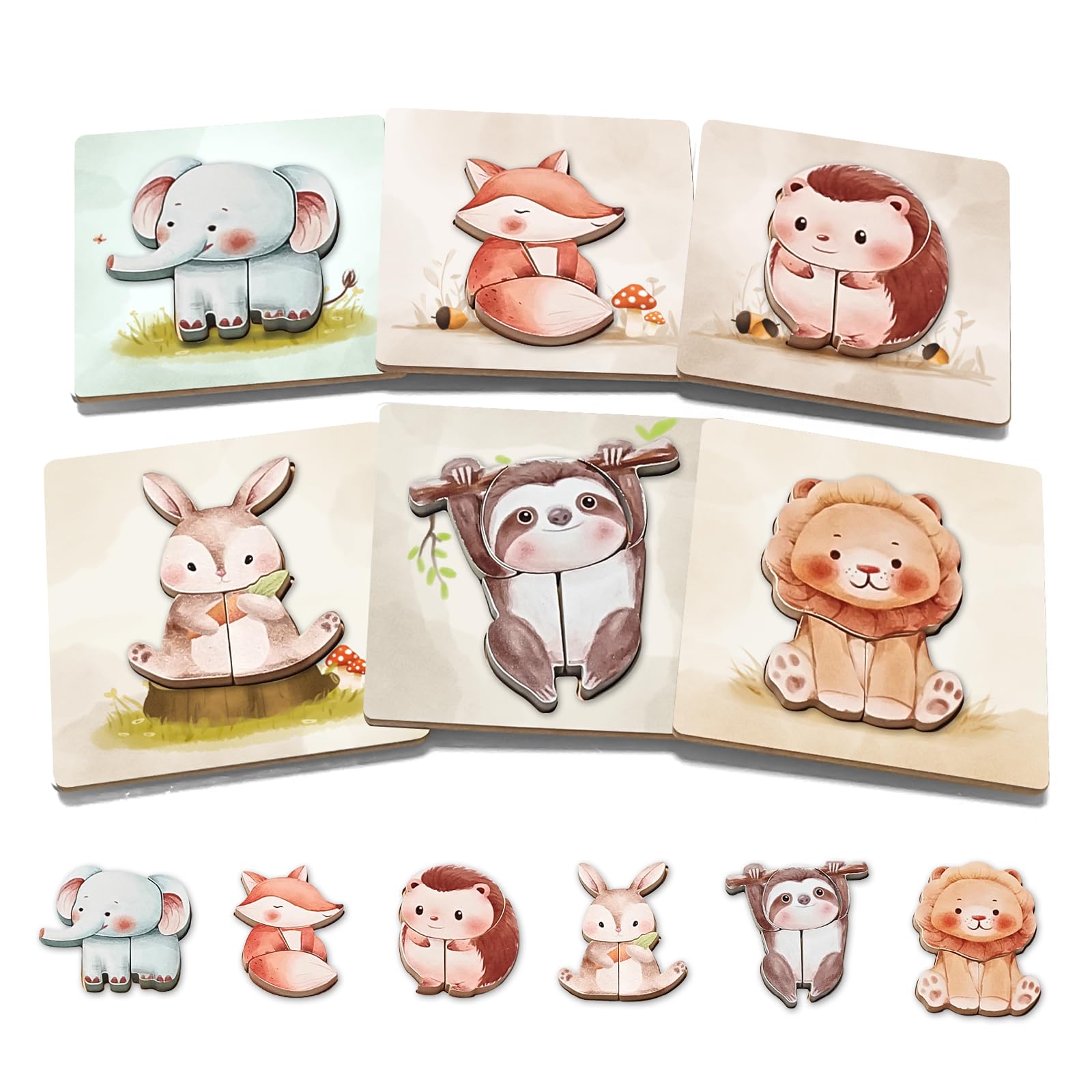 Rompecabezas de madera para niños pequeños (paquete de 6)