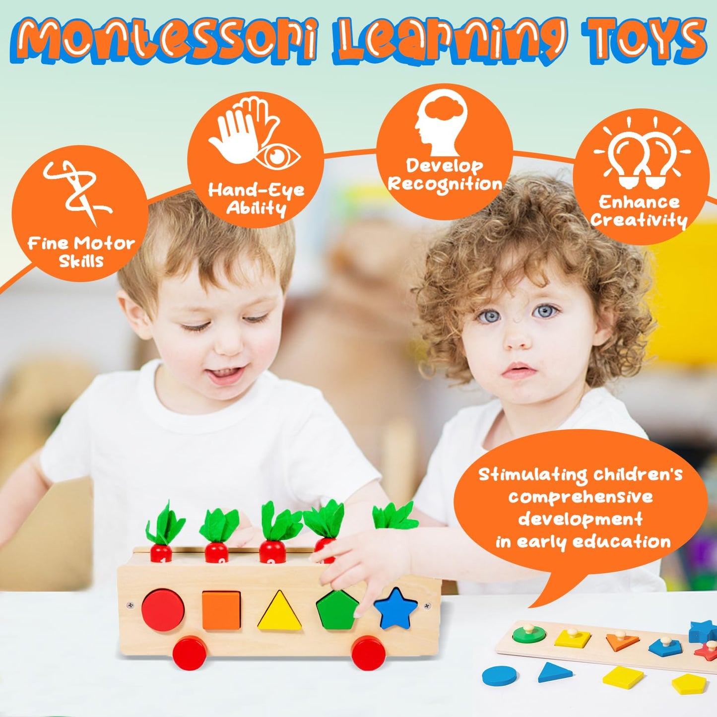 Juguetes Montessori de clasificación de formas y colores