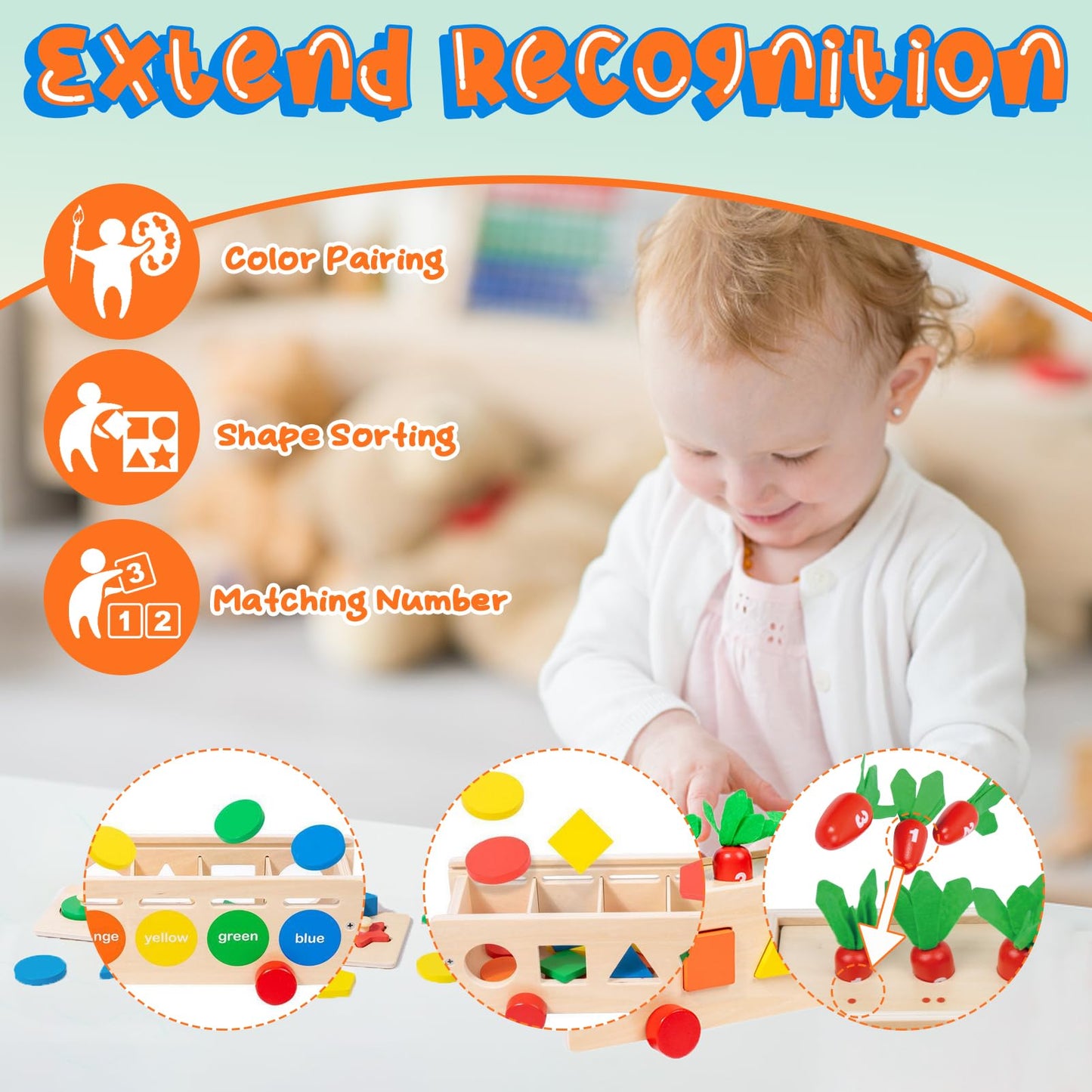 Juguetes Montessori de clasificación de formas y colores