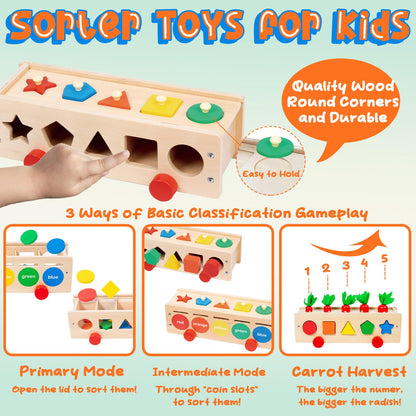 Juguetes Montessori de clasificación de formas y colores