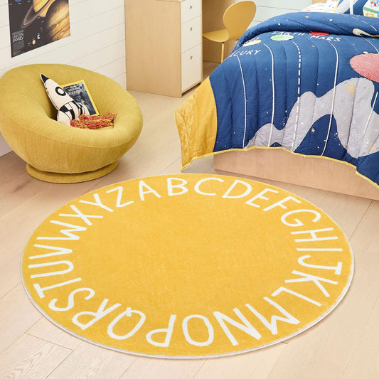 Topotdor Alfombra de Juego Redonda para Niños del Alfabeto