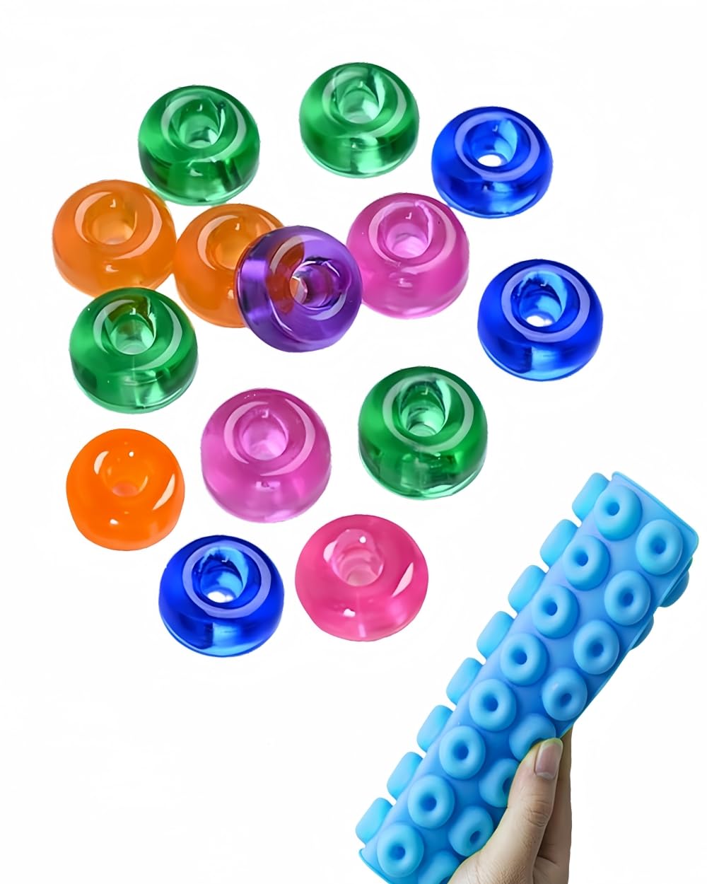 Molde de gomitas para niños, incluye mini dinosaurio, oso, corazones y mini dona. 201 cavidades, 3 goteros. 4 unidades