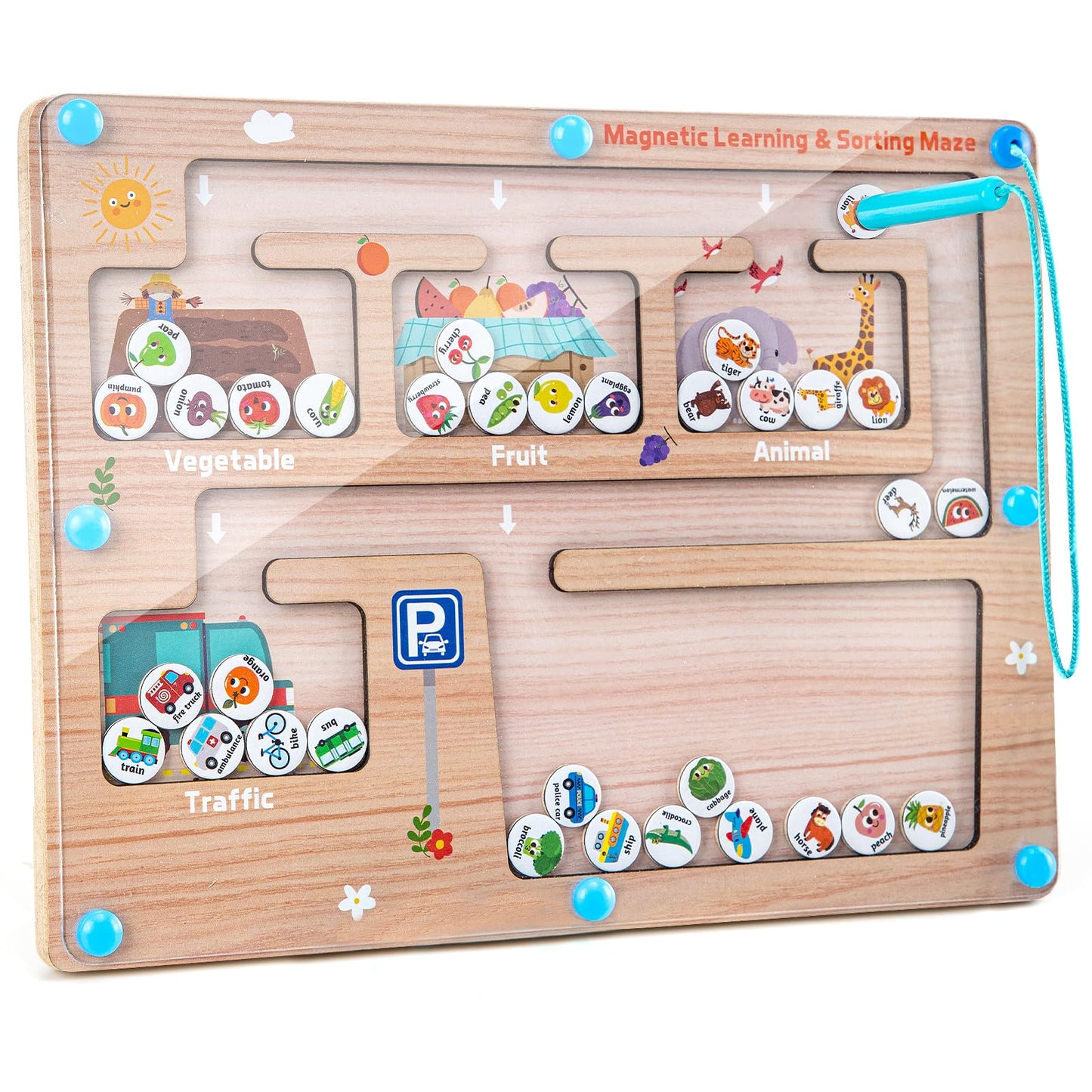 Funsland tablero magnético de laberinto de color y números