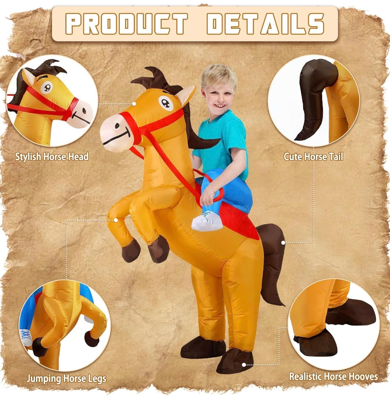 Disfraz de caballo inflable para niños