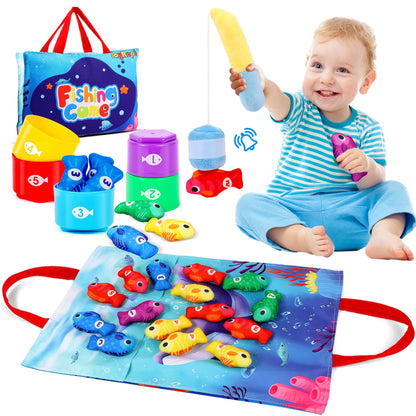 Juguetes Montessori Juego Pesca de Tela - 20 Piezas con 15 Peces