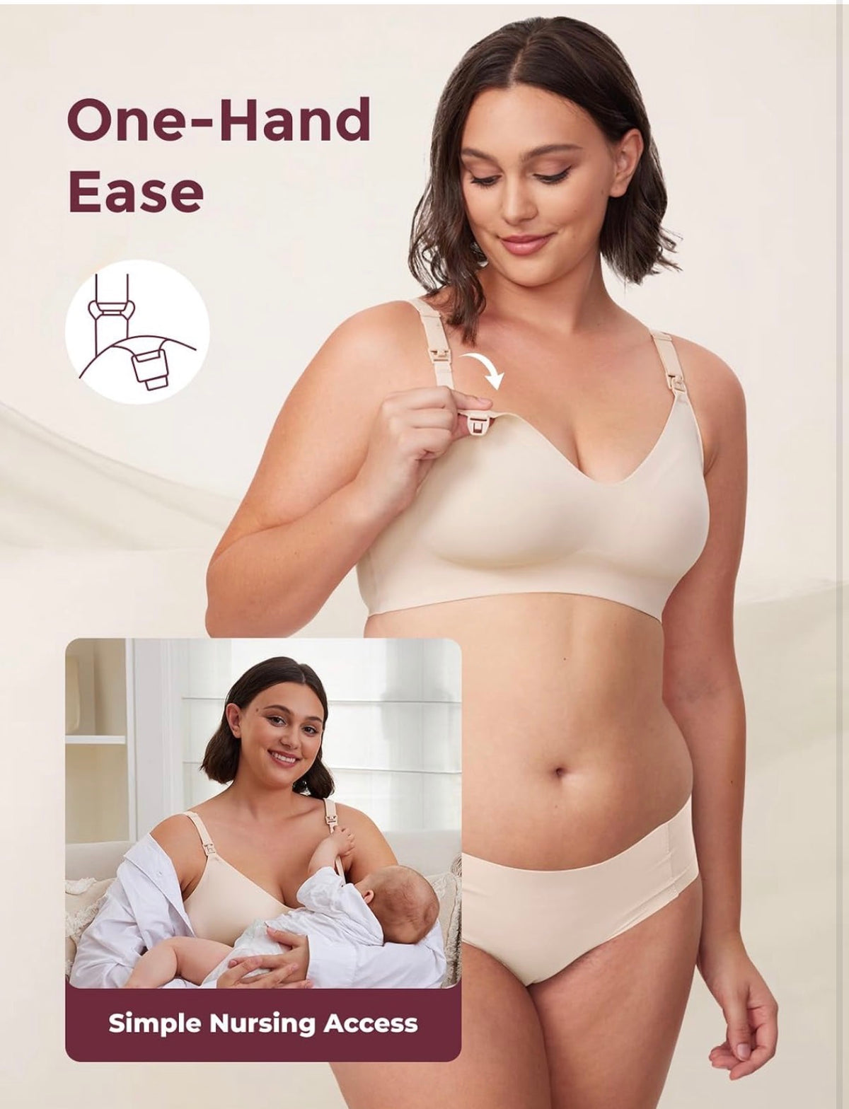 Momcozy YN21 - Brasier de lactancia para lactancia materna, sin costuras, ultra cómodo, forma natural, bralette para dormir durante el embarazo, Small