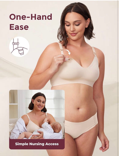 Momcozy YN21 - Brasier de lactancia para lactancia materna, sin costuras, ultra cómodo, forma natural, bralette para dormir durante el embarazo, Small
