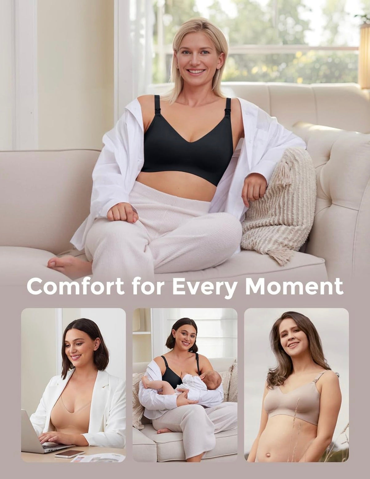 Momcozy YN21 - Brasier de lactancia para lactancia materna, sin costuras, ultra cómodo, forma natural, bralette para dormir durante el embarazo, Small