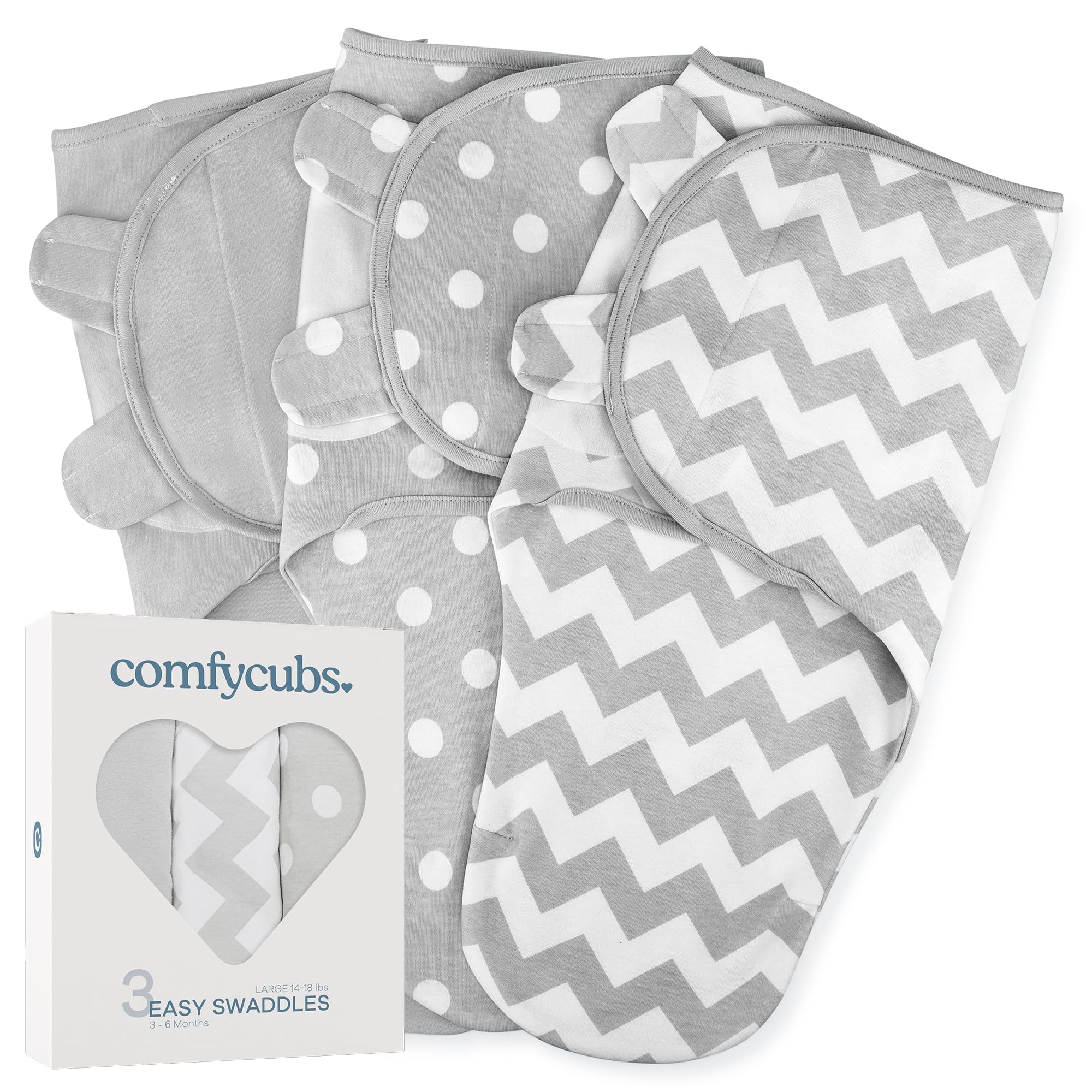 Comfy Cubs - Cobija de envoltura para bebé, talla grande, 3 a 6 meses