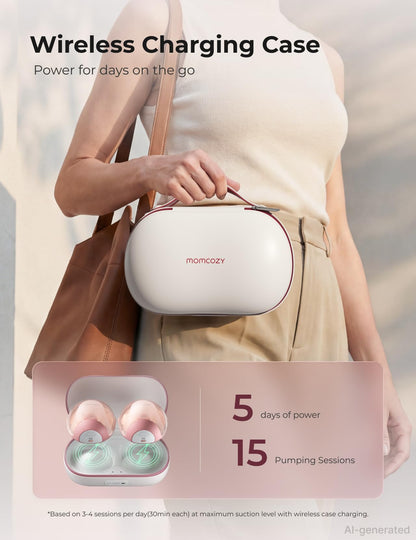Momcozy Air 1 - Extractor de leche portátil, ultra delgado con estuche