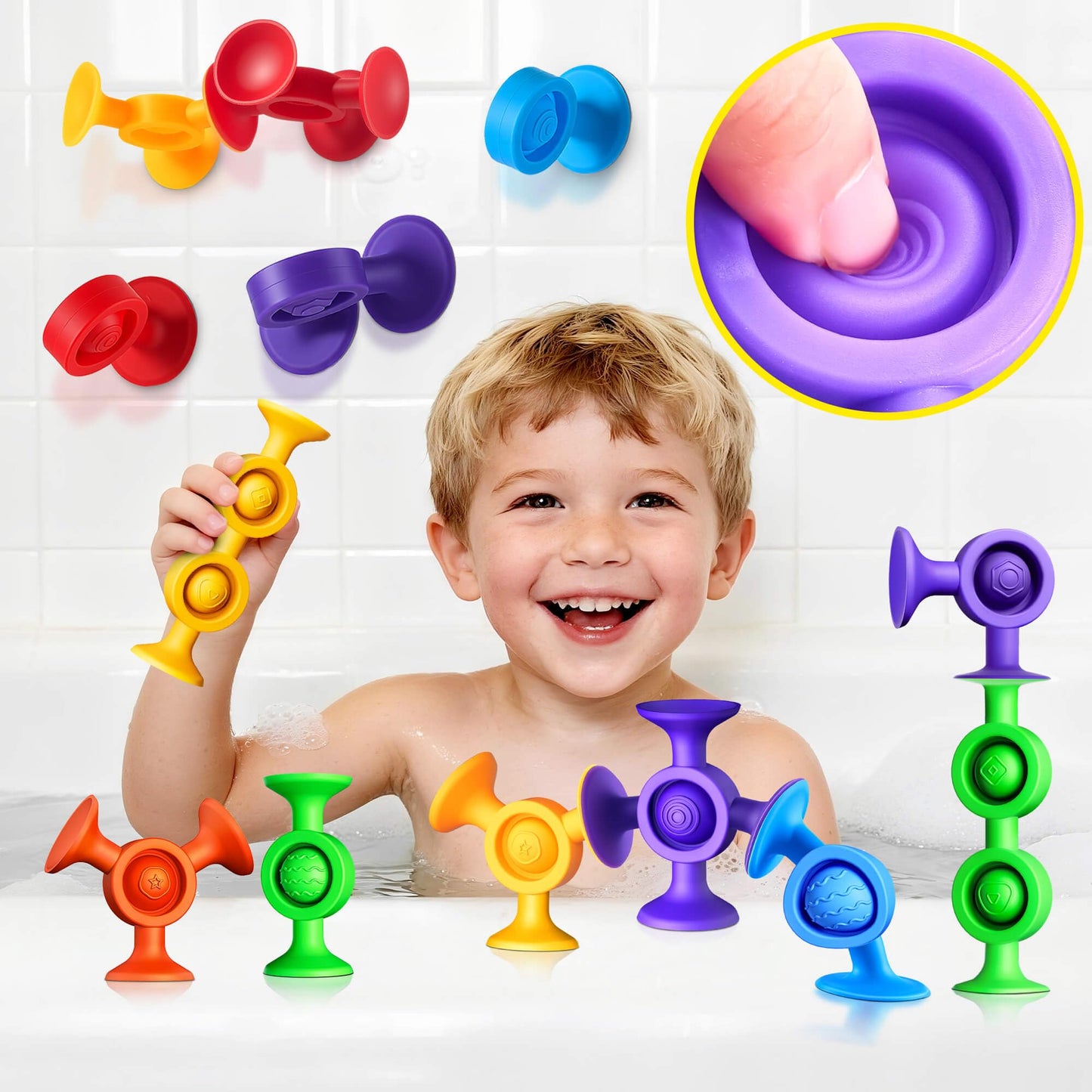 Juguete de baño sin agujeros y sensoriales