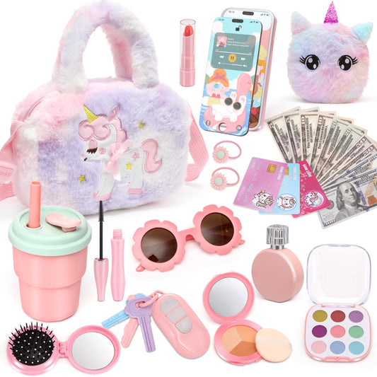 Bolso de niña con maquillaje de juguete