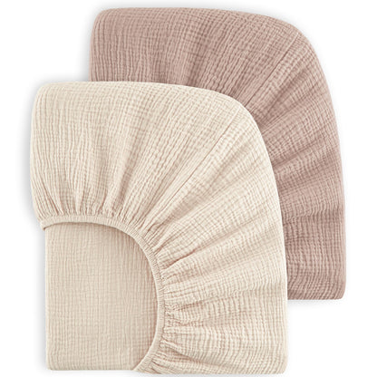 Bearmoss Sábanas de muselina para cuna, 100% algodón, ajustadas para colchón de cuna estándar