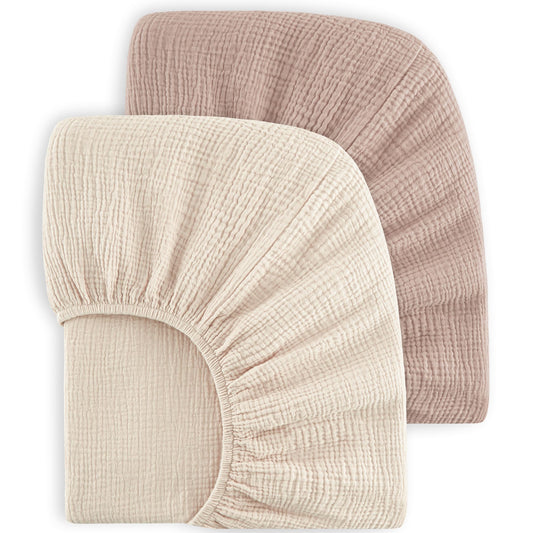 Bearmoss Sábanas de muselina para cuna, 100% algodón, ajustadas para colchón de cuna estándar